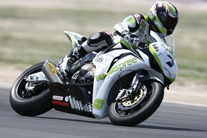 Hannspree Ten Kate honda's Carlos Checa has recorded a new lap record at the Miller Motorsports Park