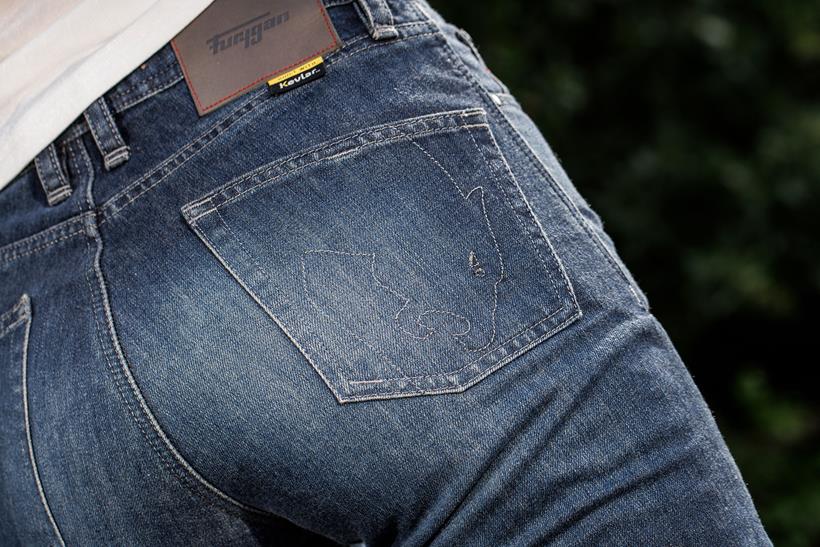Furygan X Kate jeans rear pocket stitched detail