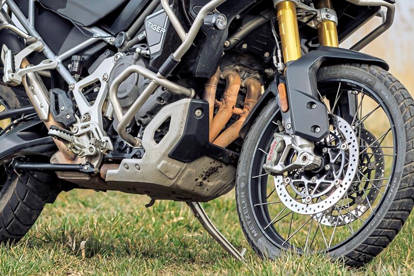 Triumph Tiger 1200 Rally Explorer down pipes and bash plate