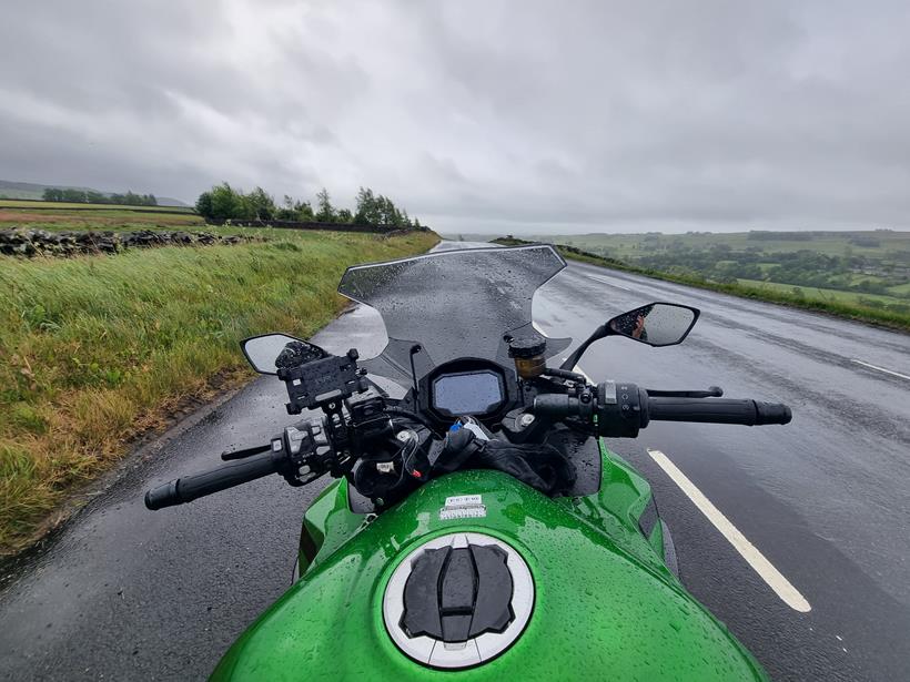 Kawasaki Ninja 1100SX SE on wet road