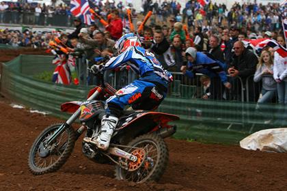 Britain's Tommy Searle secured second place in the MX2 at the British round of the FIM World Motocross at Mallory Park