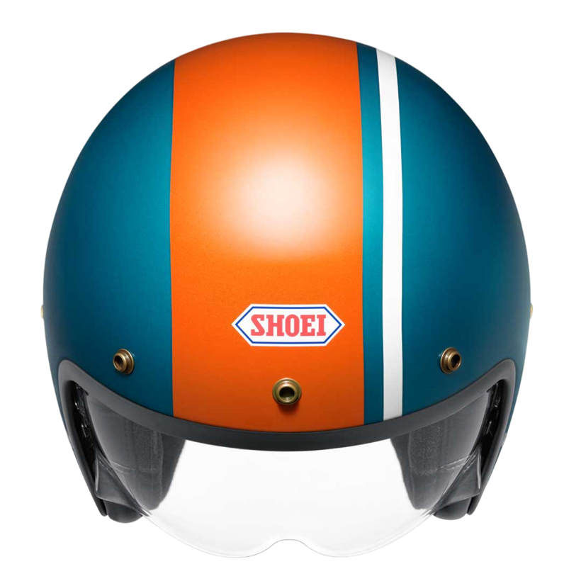 top view of Shoei J.O 2 in green with orange stripe