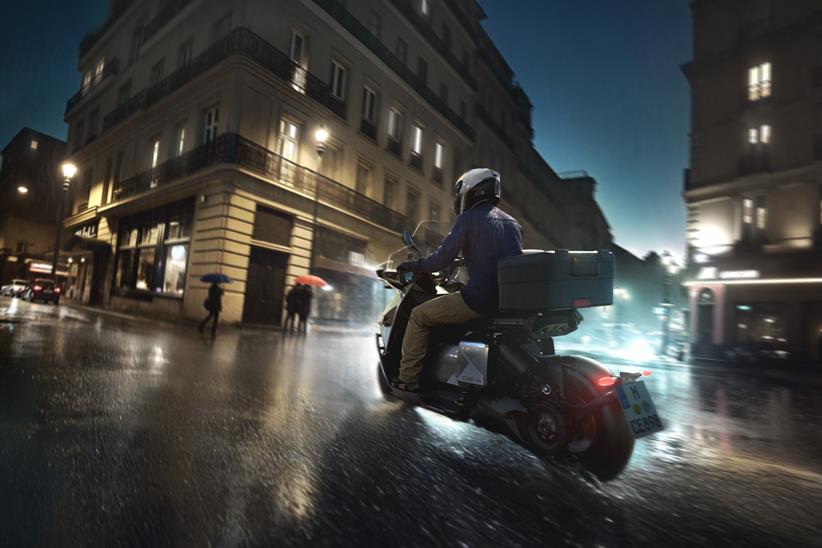 BMW CE 04 ridden at night