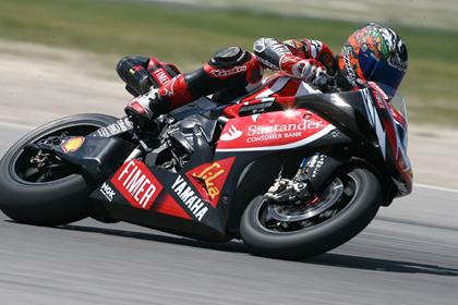 Troy Corser set a flying lap on a slick tyre at the end of the wet session