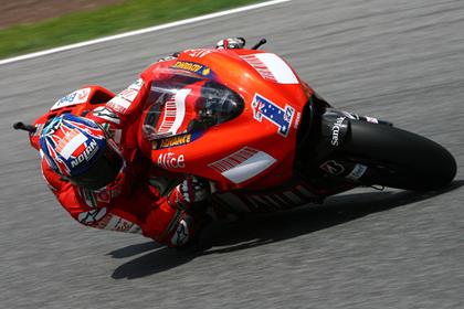 Casey Stoner was happier with the tarmac conditions at Donington Park