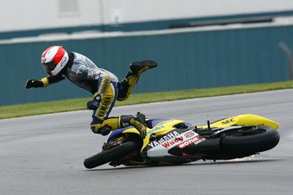 James Tosleand became yet another victim of Goddards corner before remounting and crashing at Schwantz Curve (Pic: Double Red/Tim Keeton)