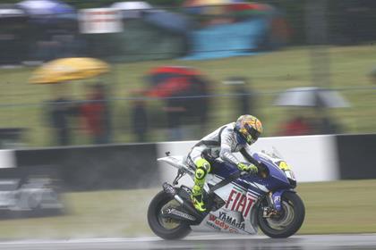 Valentino Rossi was second quickest in the wet today