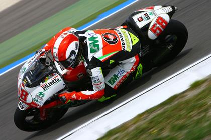 Marco Simoncelli was the fastest rider on the Metis Gilera in the second 250 free practice in Assen