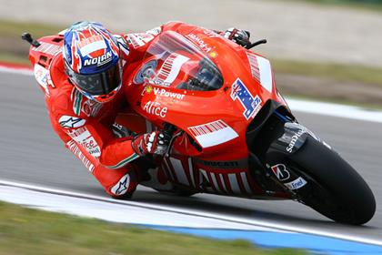 Casey Stoner took his third MotoGP victory of the season with a dominant performance today at the Dutch TT