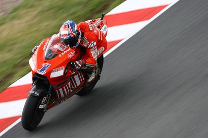 Casey Stoner tops the time sheets at the Sachsenring MotoGP free practice