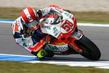 Marco Simoncelli was fastest on track to earn provisional pole