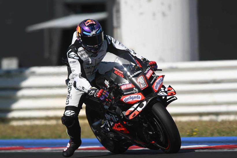 Jorge Martin during a private test with Aprilia at Misano.
