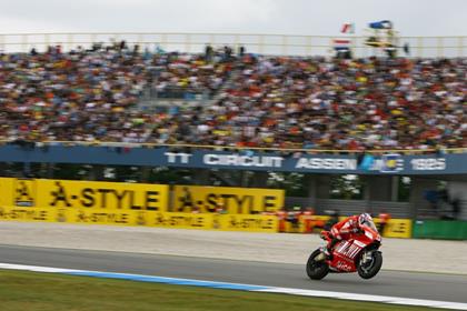 Casey Stoner set the fastest time in free practice at Brno