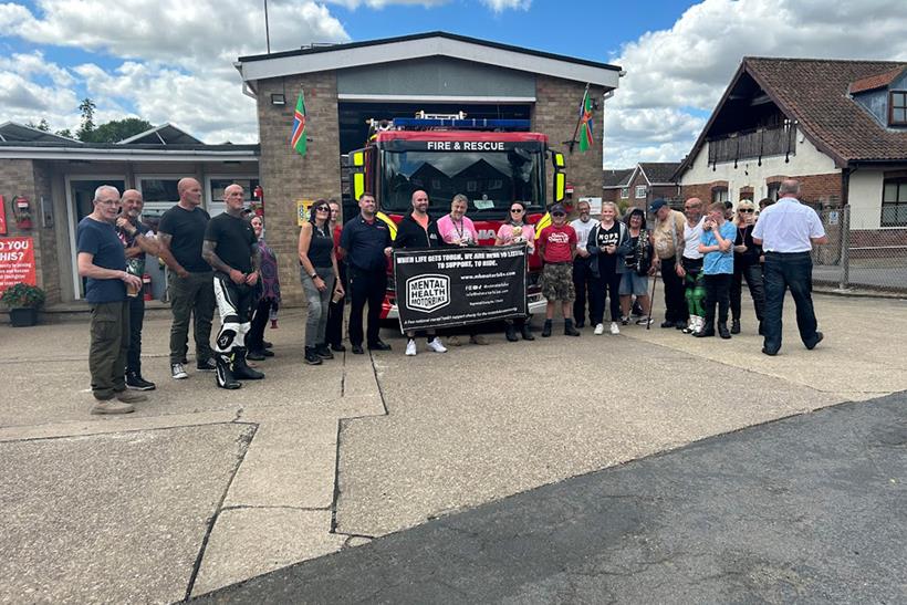 Stepmum Michelle, Relay Riders and Mental Health Motorbike at Caistor Fire Station