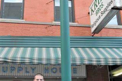 Ben standing at Ben Spies Street in downtown Indianapolis ( Pic by Larry Lawrence)