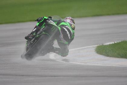 Anthony West took control in the wet conditions at Indianapolis