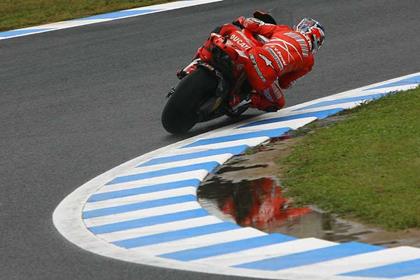 Casey Stoner set the fastest time in free practice at Motegi