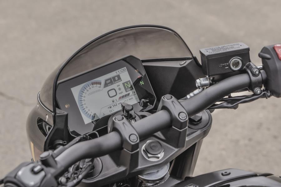 2025 Suzuki GSX-8TT, cockpit close up with handlebar controls and dash