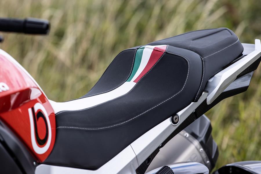 2025 Bimota Tesi H2 Tera, colourful rider seat details 