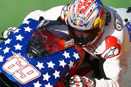 Nicky Hayden topped the timesheets in the damp test session