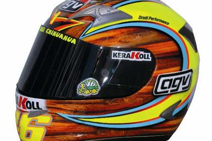 Valentino Rossi's wooden spoon helmet