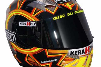 Valentino Rossi's wooden spoon helmet