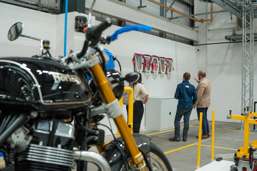 A Norton Commando 961 inside the factory