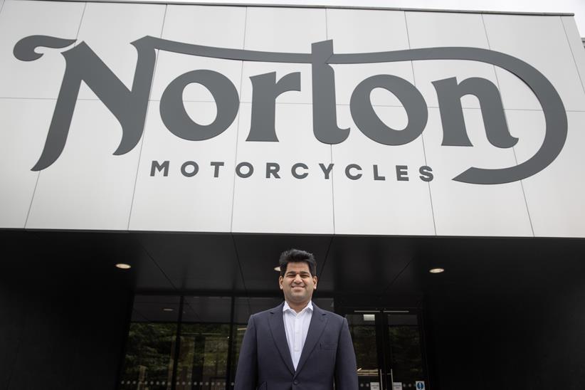 TVS Director Sudarshan Venu standing outside the Norton factory
