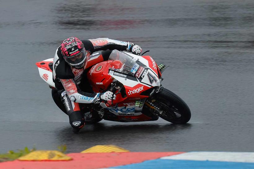 Scott Redding in the wet conditions at Knockhill.