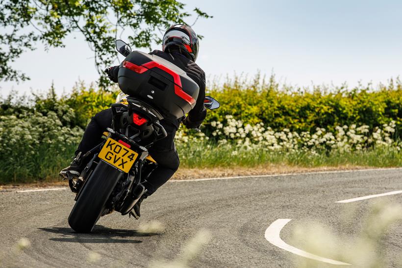 Triumph Tiger Sport 800 rear shot on the road