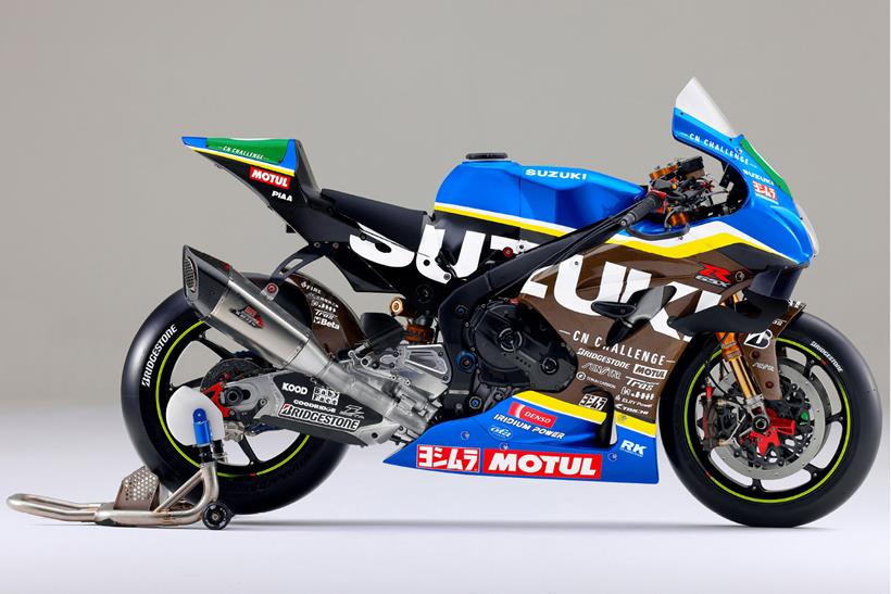 A side view of Suzuki's Suzuka 8 Hours GSX-R1000R experimental superbike