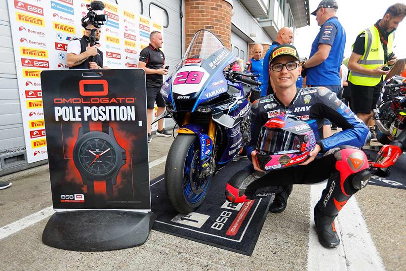 Bradley Ray celebrates pole position at Brands Hatch.