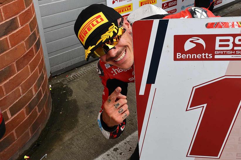 Scott Redding celebrates victory at Brands Hatch.