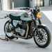 Custom Triumph Bonneville T120 on a paddock stand