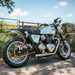 Custom Triumph Bonneville T120 parked on its side stand