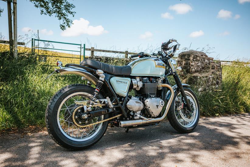 Custom Triumph Bonneville T120 parked on its side stand