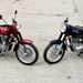 Royal Enfield Bullet 500 in two colours - red and blue