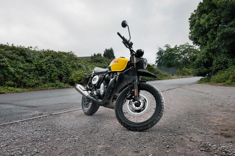 Front three-quarter view of the BSA Scrambler