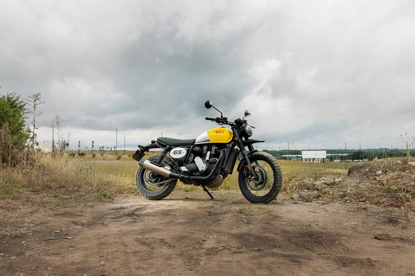 BSA Scrambler on its side stand