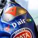 Dainese logo on race suit shoulder