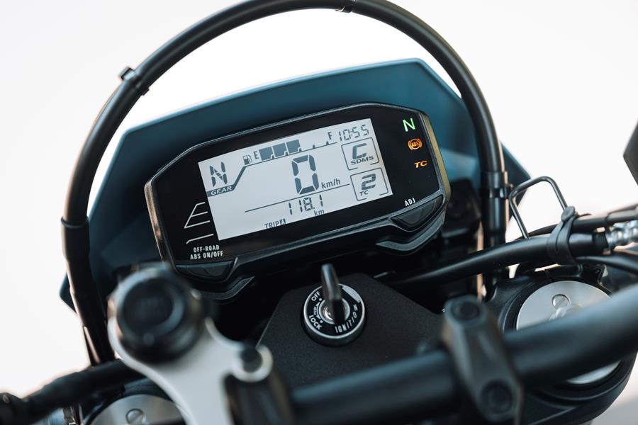 2025-on Suzuki DR-Z4SM detailed shot of the dash