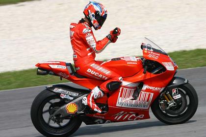 Casey Stoner set the fastest time despite his injured wrist