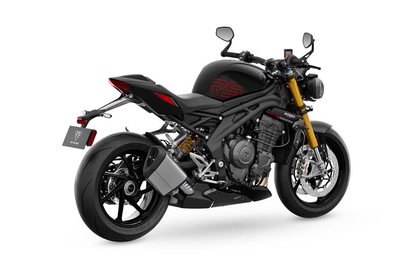 Right side rear view of the Triumph Speed Triple 1200 RS