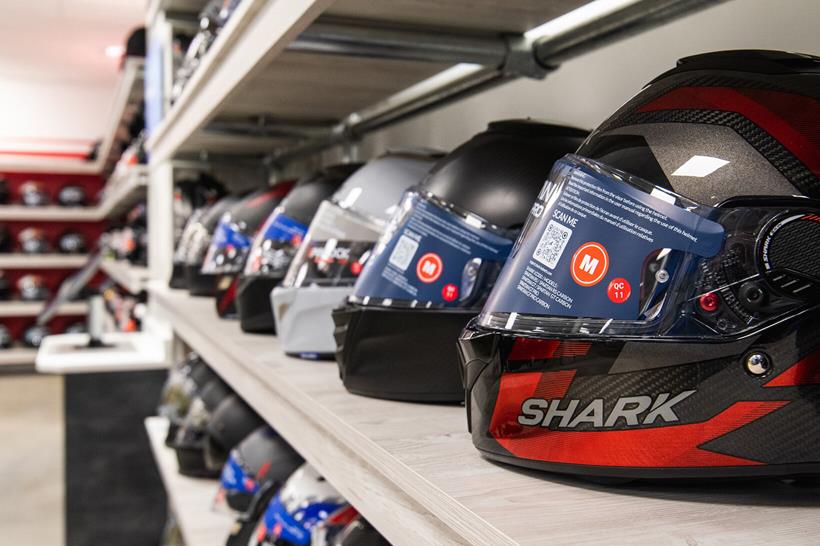 Helmet aisle at Sportsbikeshop Southampton