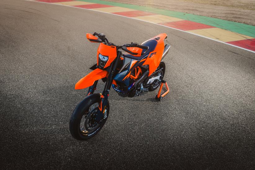 KTM 690 SMC R on a paddock stand
