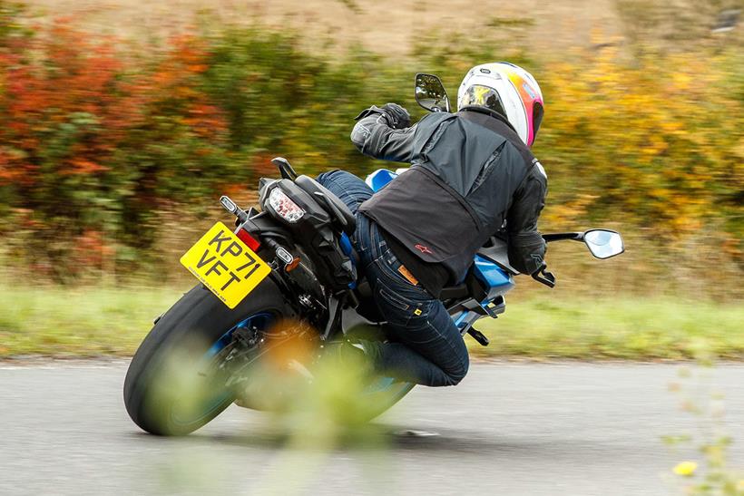 motorcyclist leaning into corner