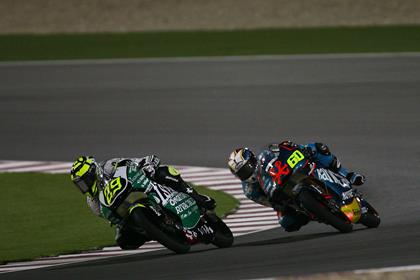 Andrea Iannone was in first at the end of the fourth lap