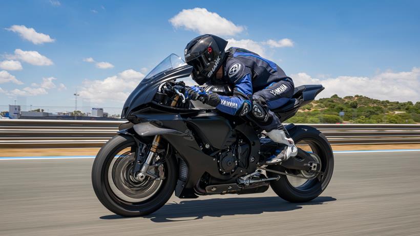 Tucked in on the track-only Yamaha R1