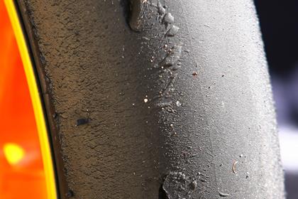 Dani Pedrosa's front Bridgestone tyre after Motegi