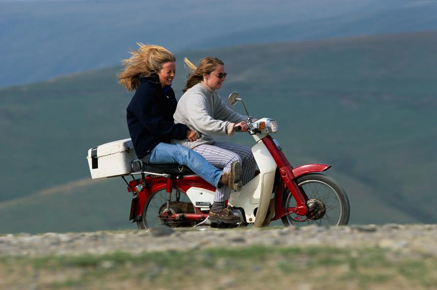 Honda C90 with pillion